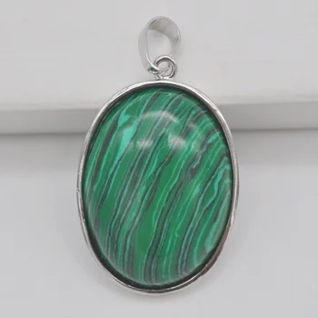 Verde Malaquita Pedra Cordão Pingente Oval Jóias Para A Mulher De Presente S930