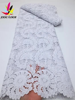 PGC Branco Africano Guipure Laço de Tecido Pano de 2022 Alta Qualidade Nigeriano francês Cabo de Rendas Para o Vestido de Festa de Costura LY794-1