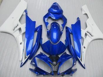 Moldagem por injeção a quente venda kit de carenagem Yamaha YZF R6 06 07 branco azul carenagens conjunto YZFR6 2006 2007 FS15