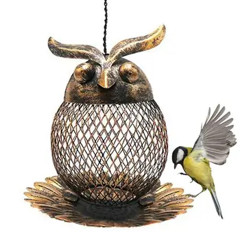 Ferro Forjado Coruja Beija-Flor Alimentador Do Pássaro Exterior De Decoração De Jardim Pet Shop Aves Acessórios Bebedores De Alimentos Para Aves