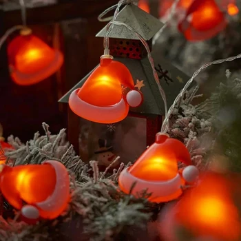 Plástico Luzes de Fadas de Natal Chapéu de Natal em Forma de Seqüência de caracteres Lâmpada Impermeável IP44 para o Exterior Interior Árvores de Natal Decoração B03D