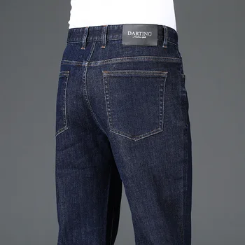BEOWON Marca Business Casual Homens Jeans, Em 2022, Outono e Inverno Grosso Meados de calça Jeans Reta de Cor Sólida Casual Calças dos Homens de Roupas
